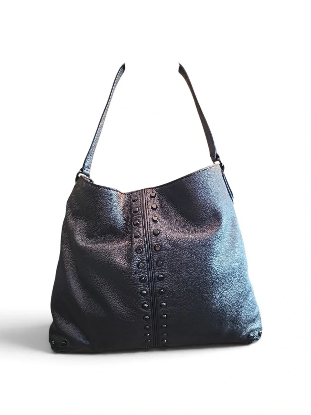 Michael Kora Studded Pewter Leather Hobo Bag - Women's Shoulder Bag
